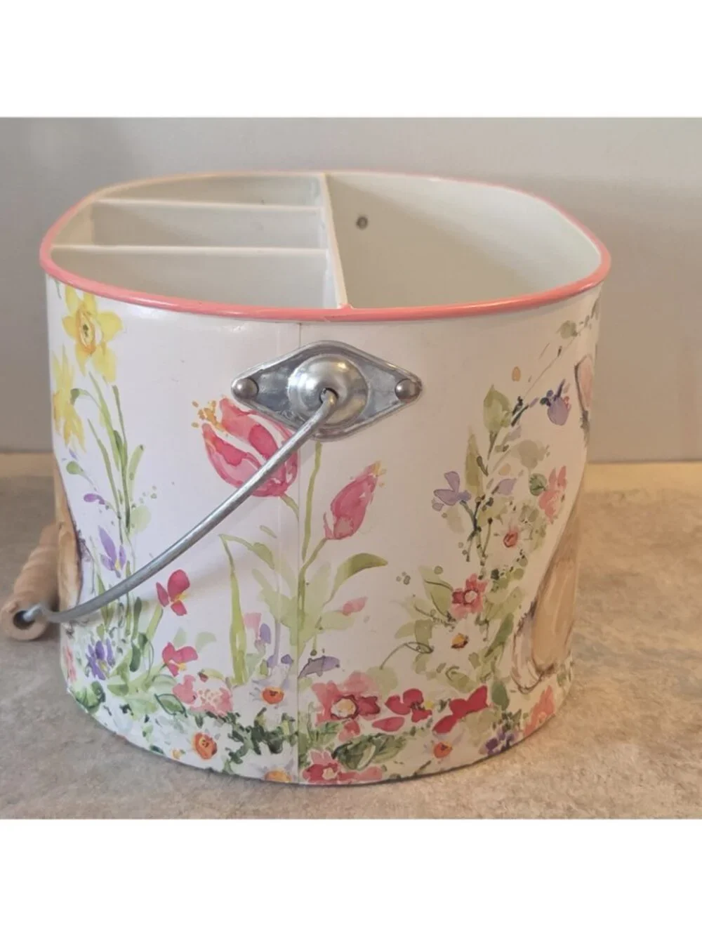 Metal Easter Bunny Rabbit Basket Utensil Bucket 10
